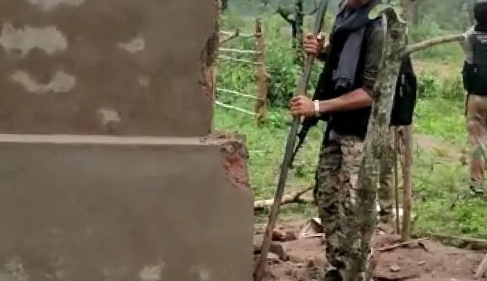 Dantewada DRG force demolishes Naxalite memorial